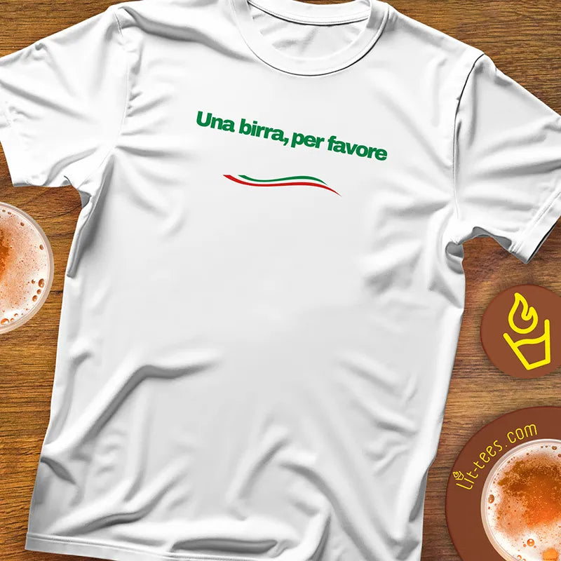 1 beer please in Italian: Una birra, per favore